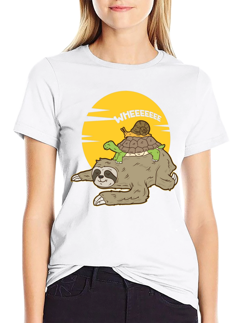 Funny Sloth Turtle Snail T-Shirt - Wheeeeeee!