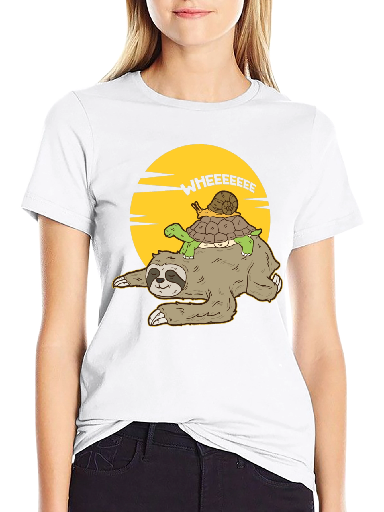 Funny Sloth Turtle Snail T-Shirt - Wheeeeeee!