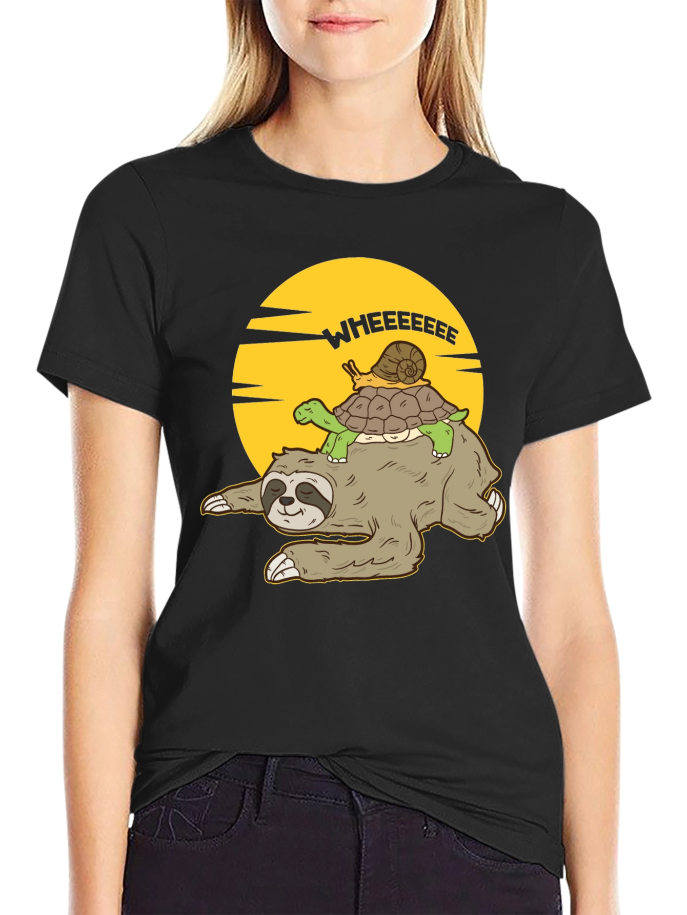 Funny Sloth Turtle Snail T-Shirt - Wheeeeeee!