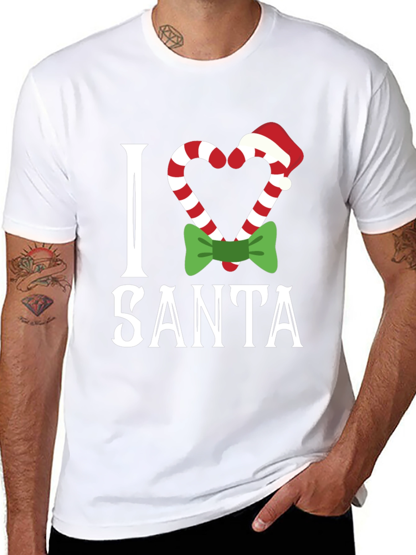 I Love Santa Christmas Candy Cane T-Shirt