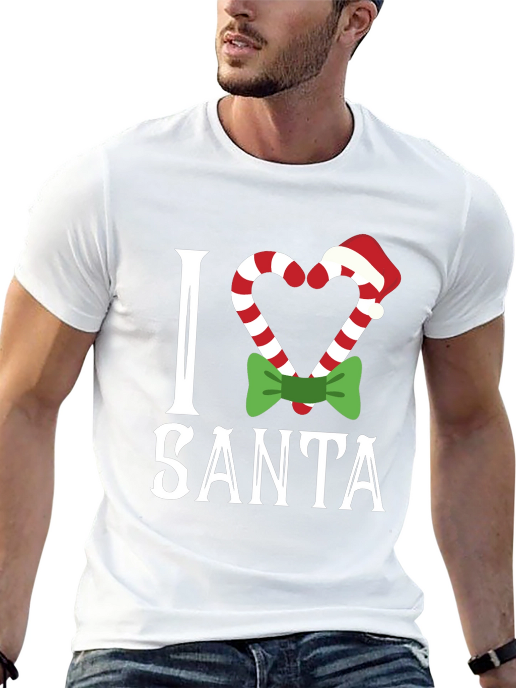 I Love Santa Christmas Candy Cane T-Shirt