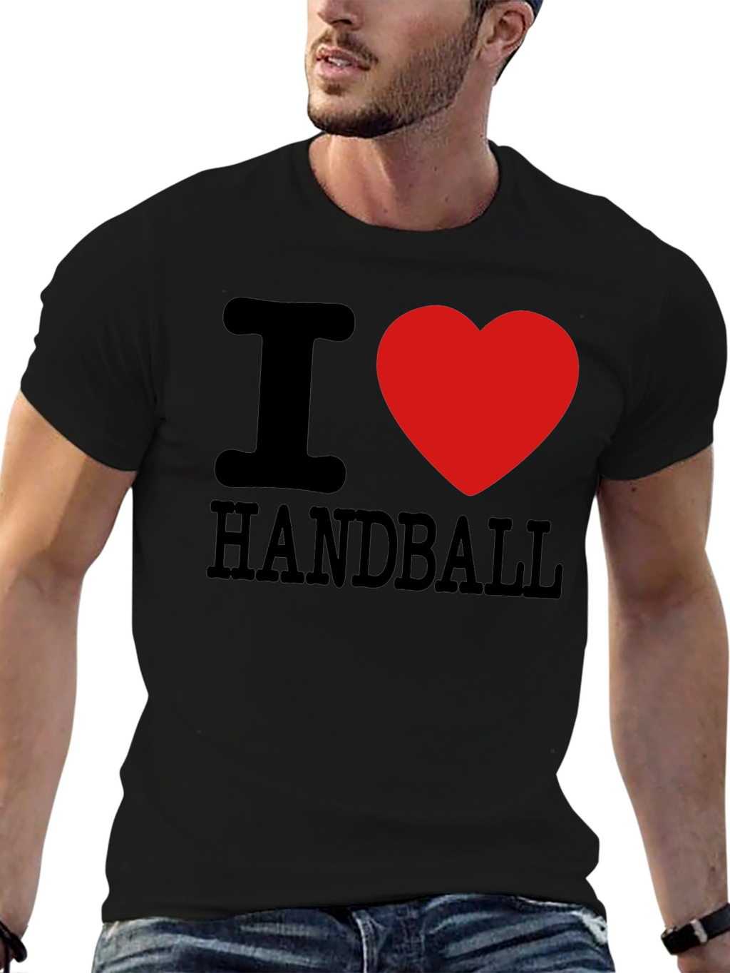 I Love Handball T-Shirt Black Cotton Graphic Tee