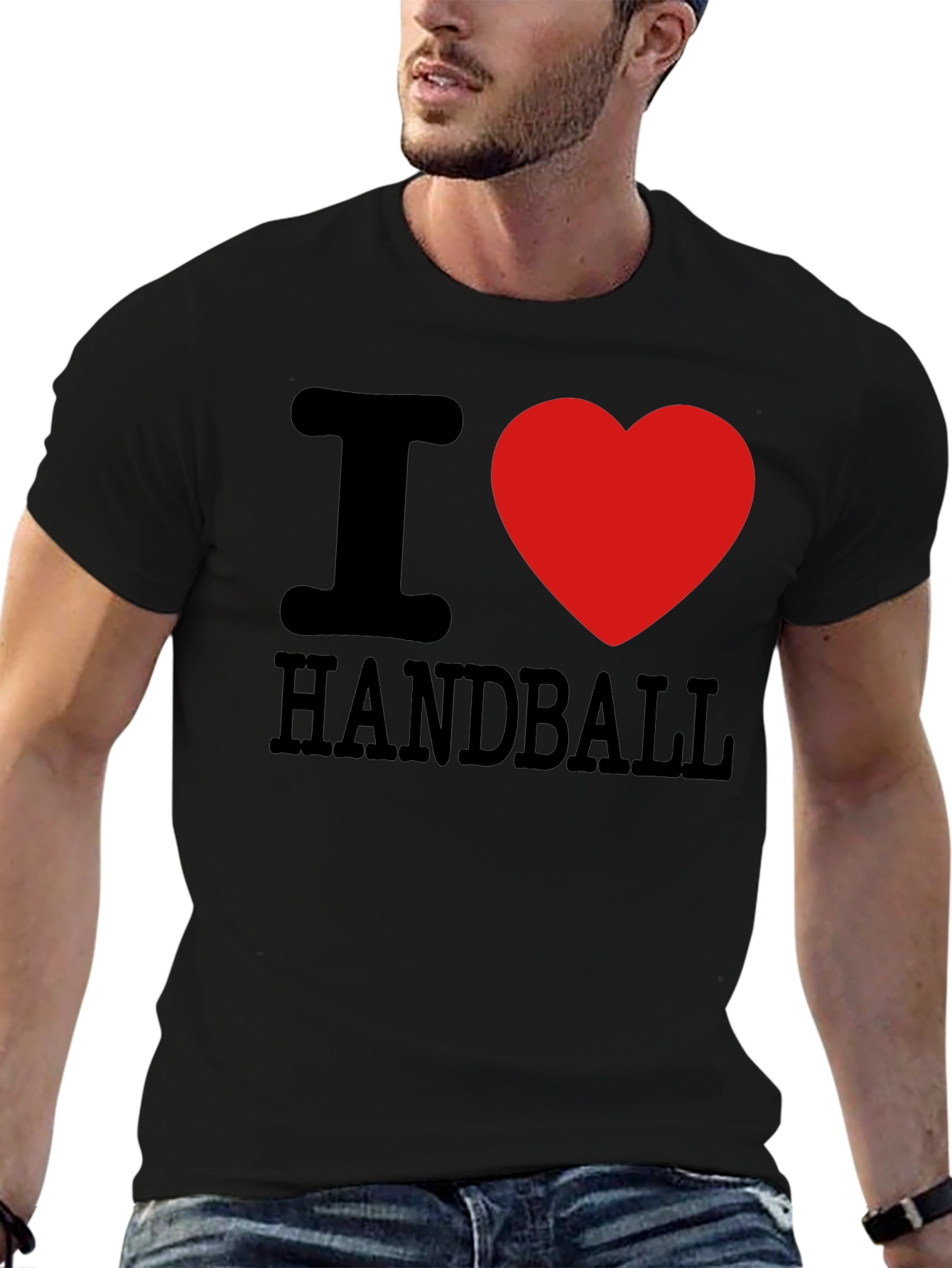 I Love Handball T-Shirt Black Cotton Graphic Tee
