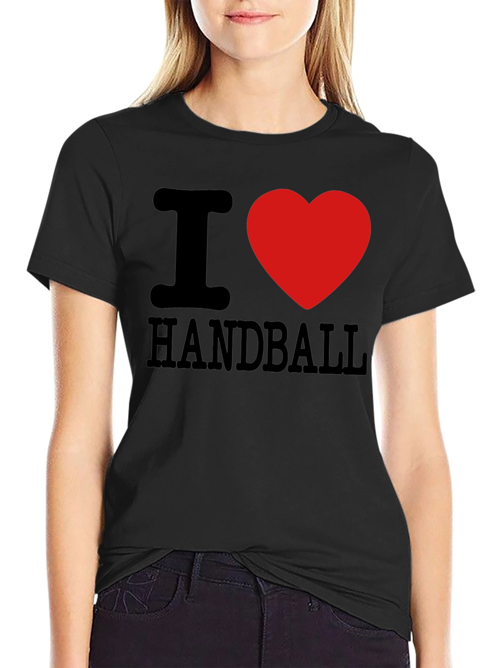 I Love Handball T-Shirt Black Cotton Graphic Tee