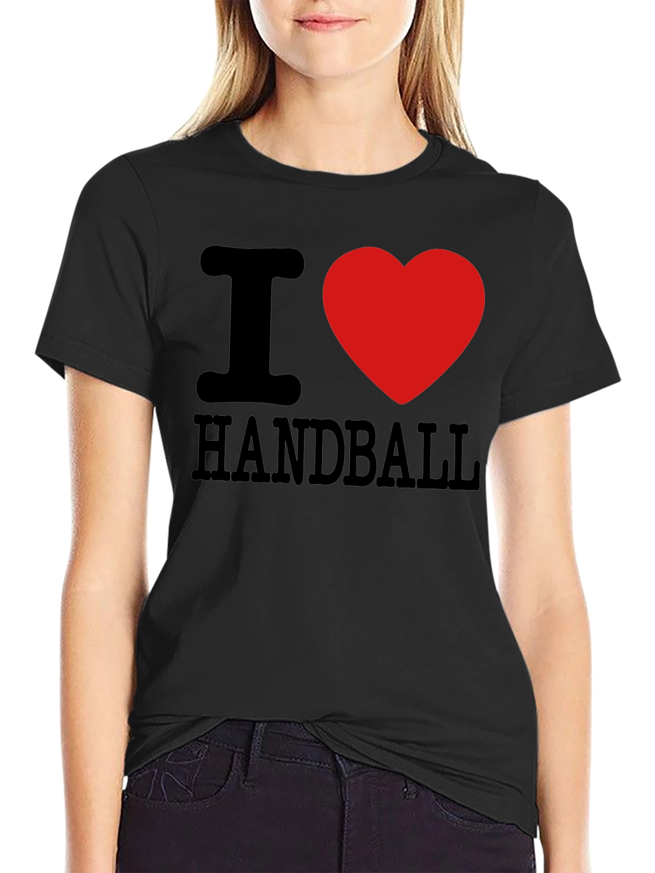 I Love Handball T-Shirt Black Cotton Graphic Tee