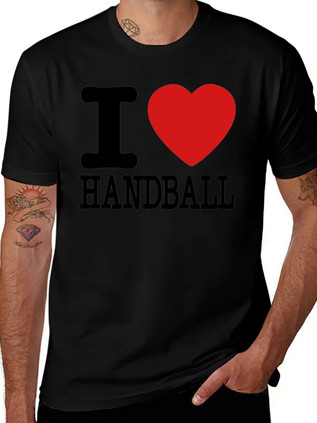 I Love Handball T-Shirt Black Cotton Graphic Tee
