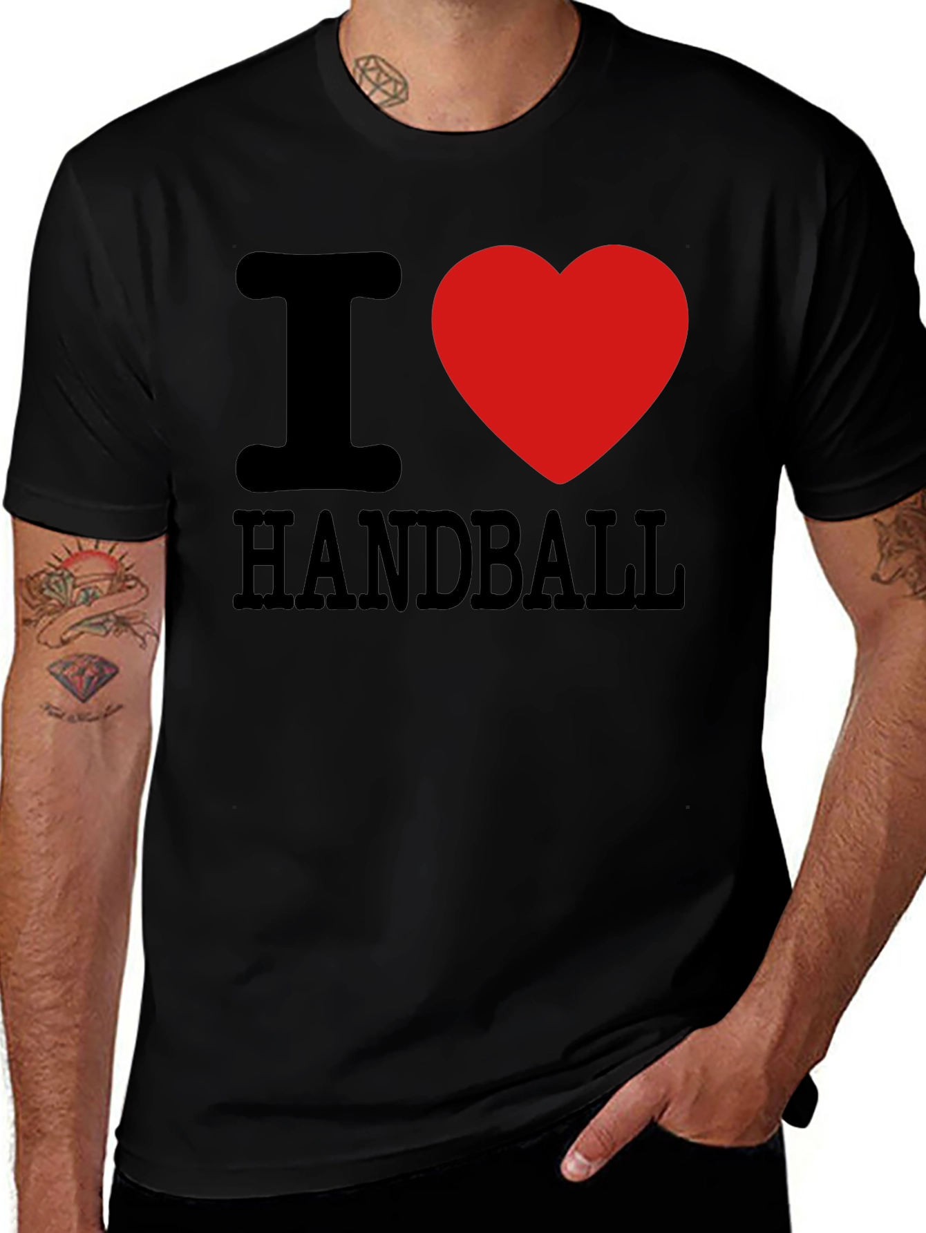 I Love Handball T-Shirt Black Cotton Graphic Tee