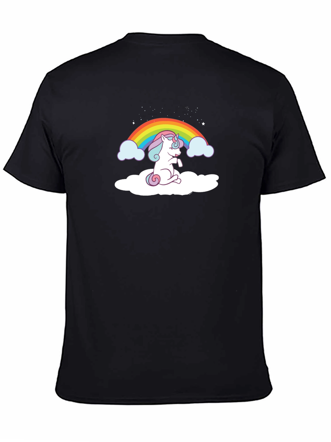 Unicorn Rainbow Graphic Tee - Black Cotton Comfort