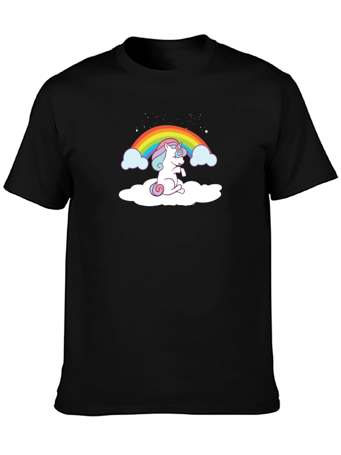 Unicorn Rainbow Graphic Tee - Black Cotton Comfort