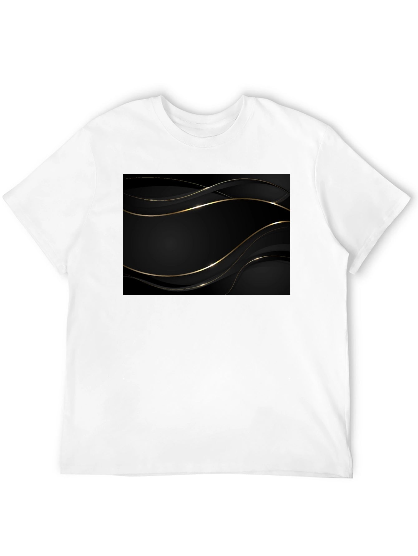 Modern Black Tee with Gold Abstract Design
