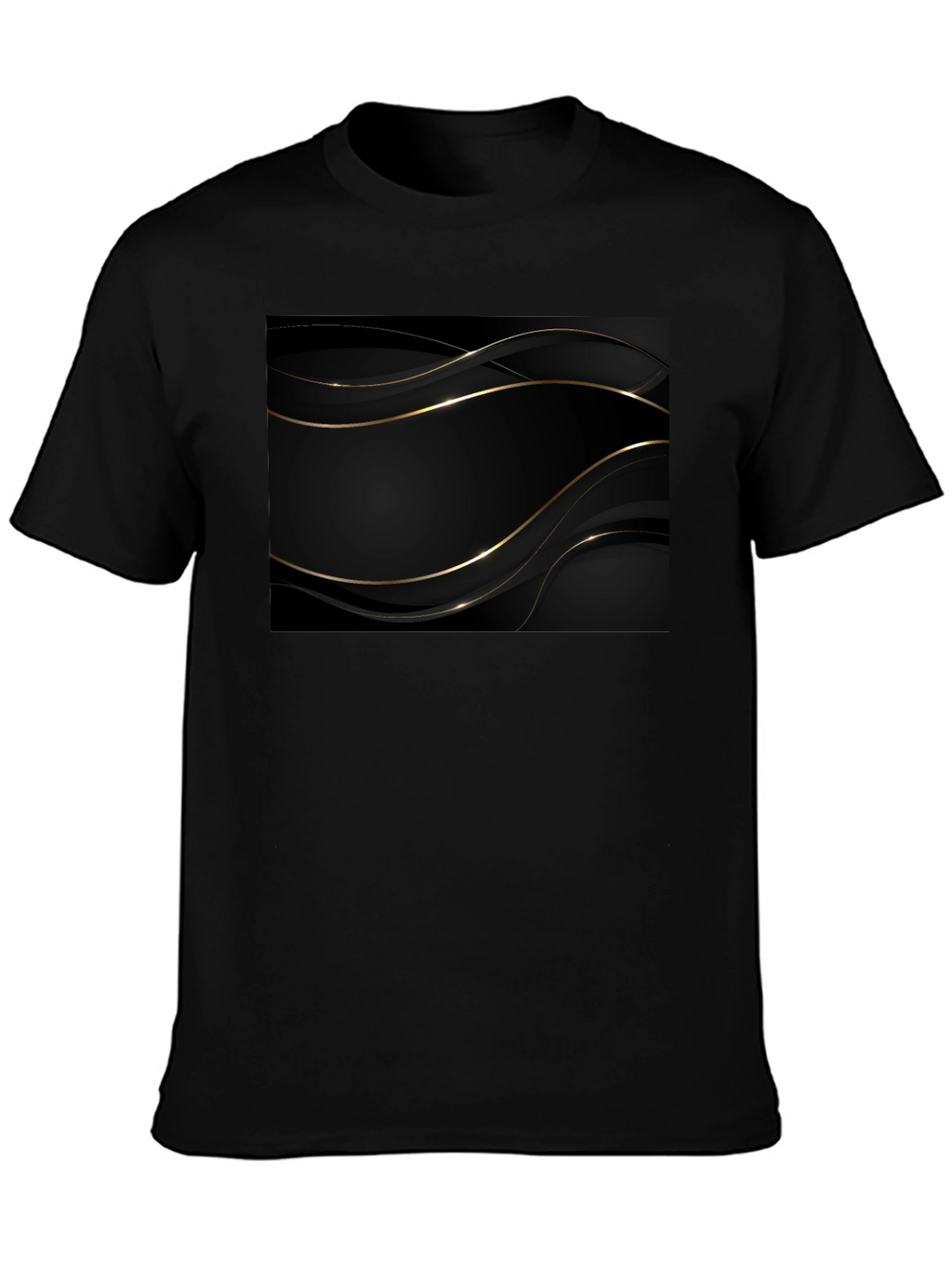 Modern Black Tee with Gold Abstract Design