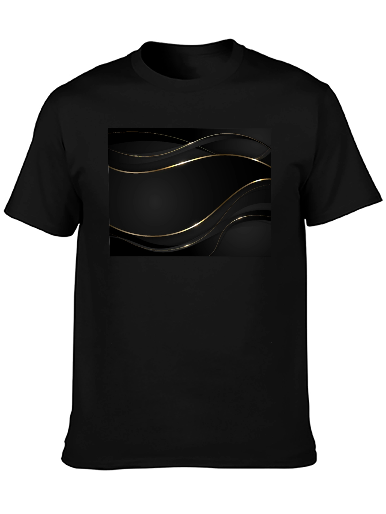 Modern Black Tee with Gold Abstract Design