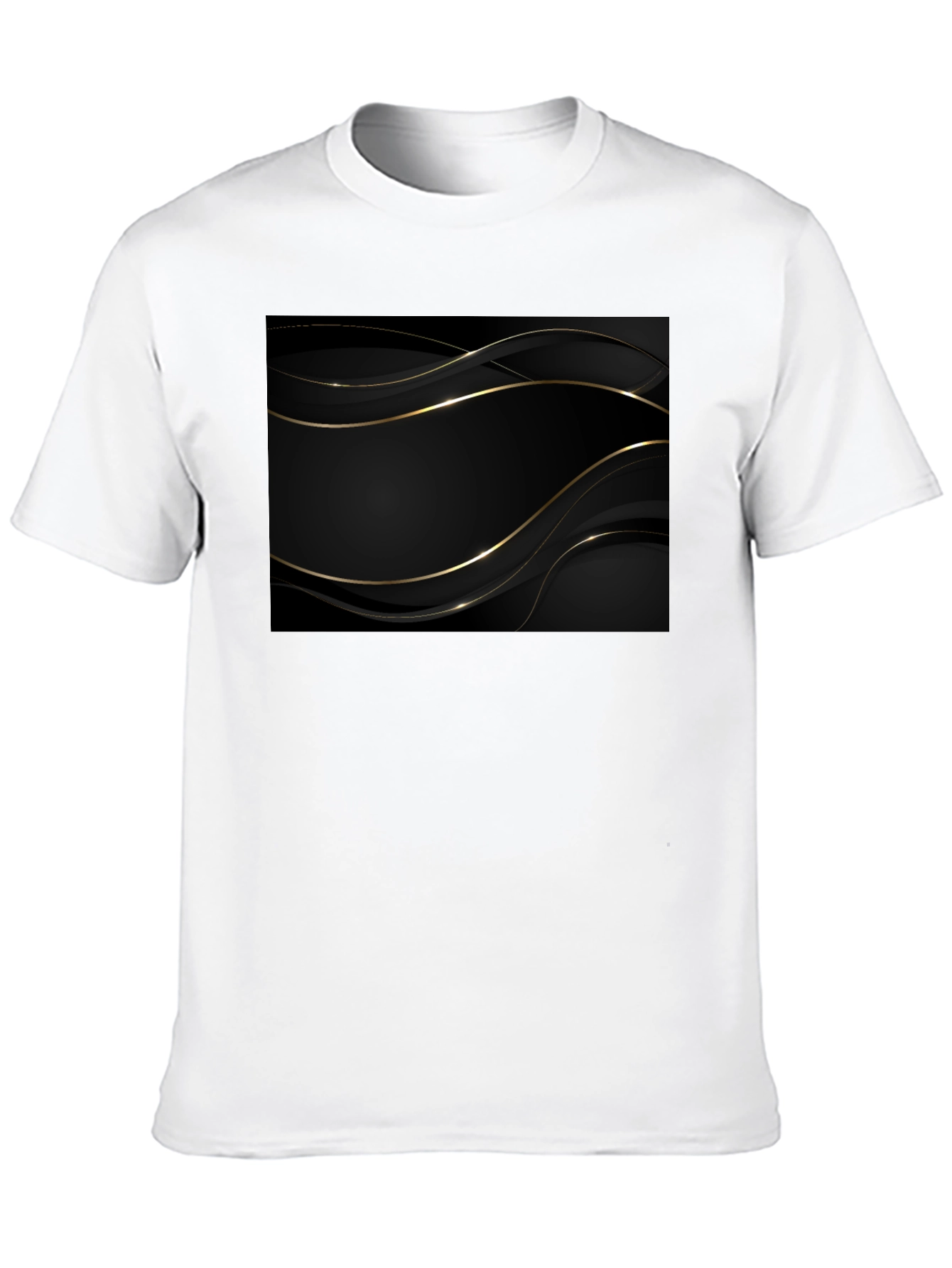 Modern Black Tee with Gold Abstract Design