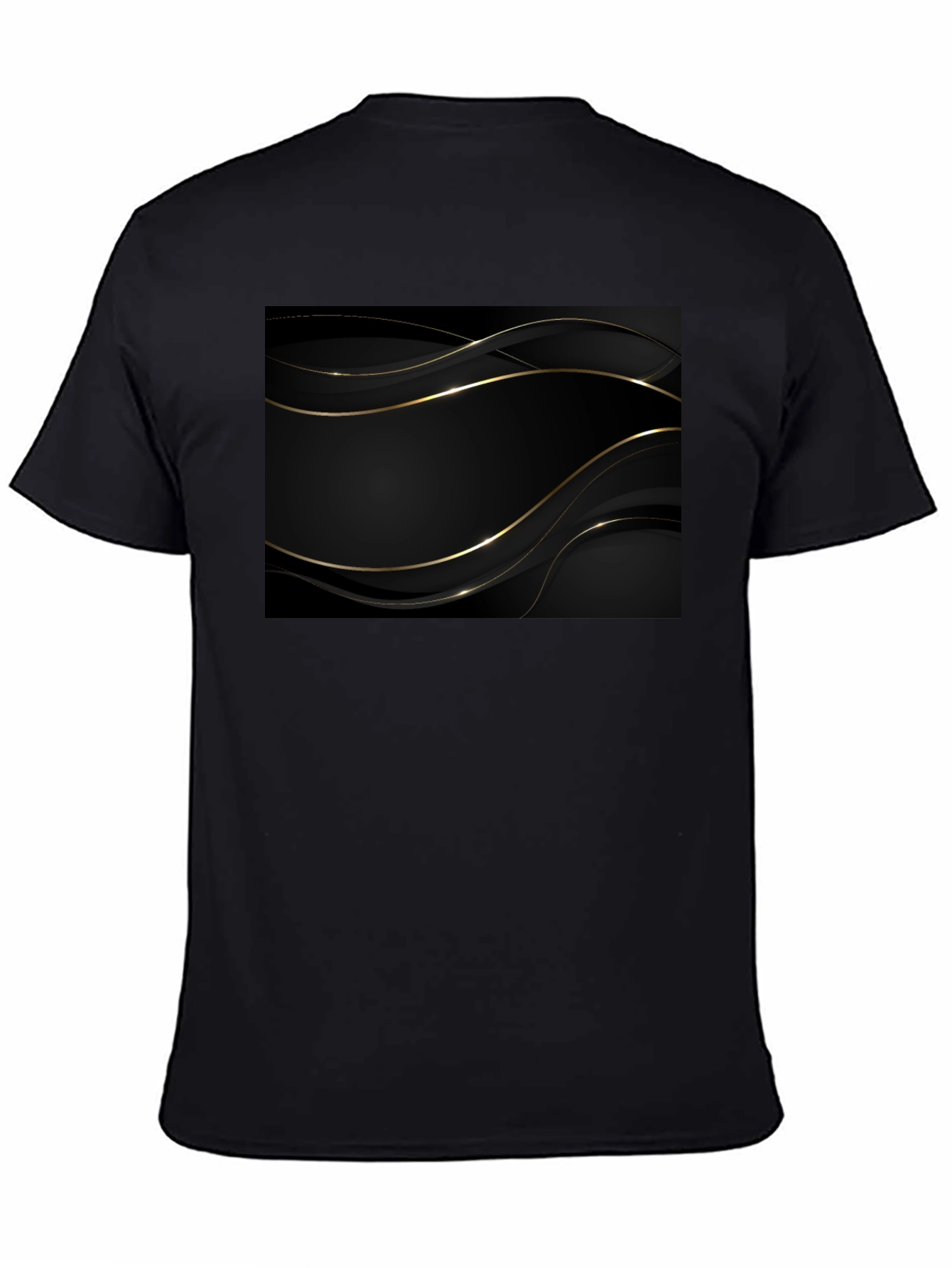 Modern Black Tee with Gold Abstract Design