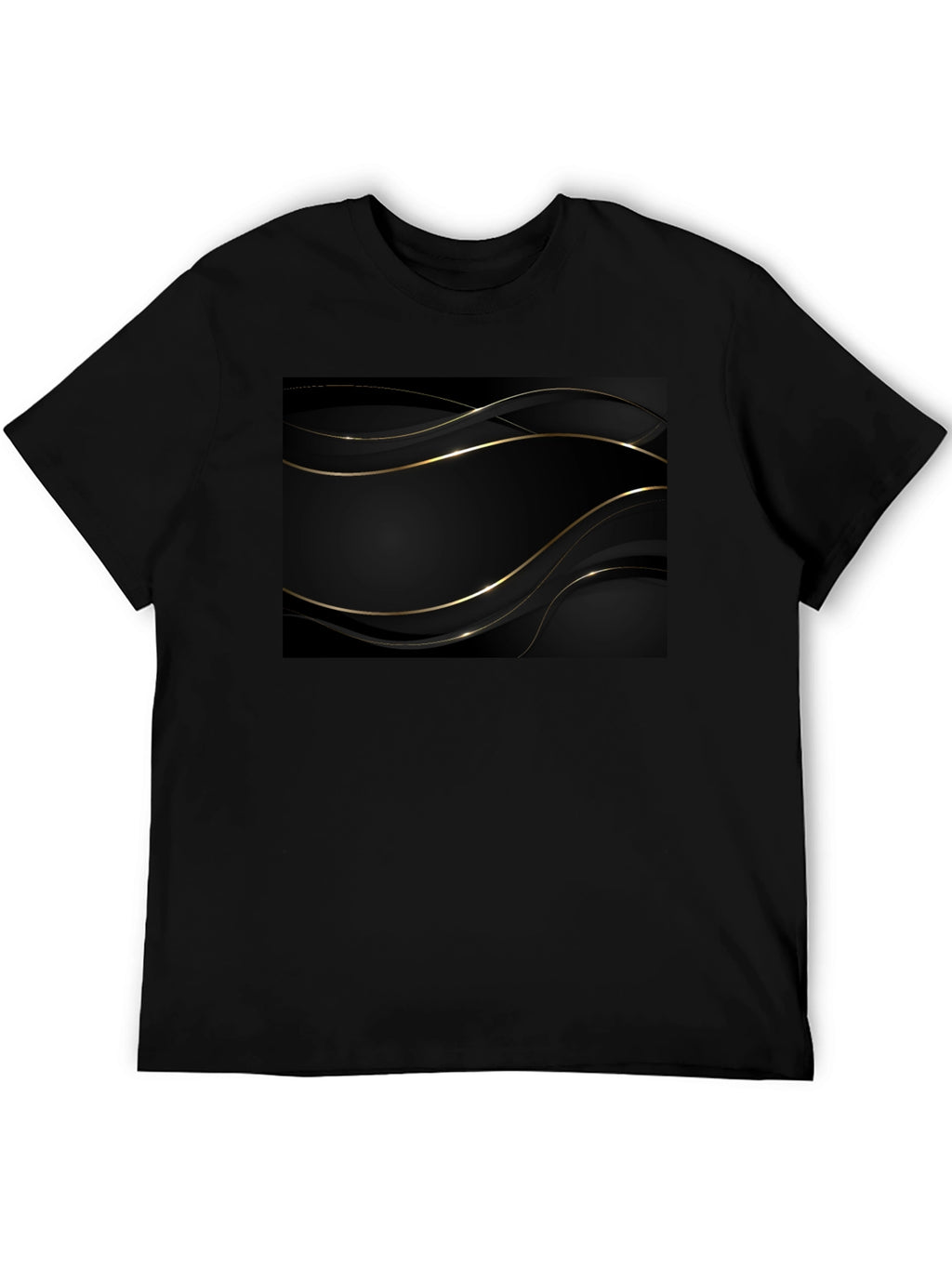 Modern Black Tee with Gold Abstract Design