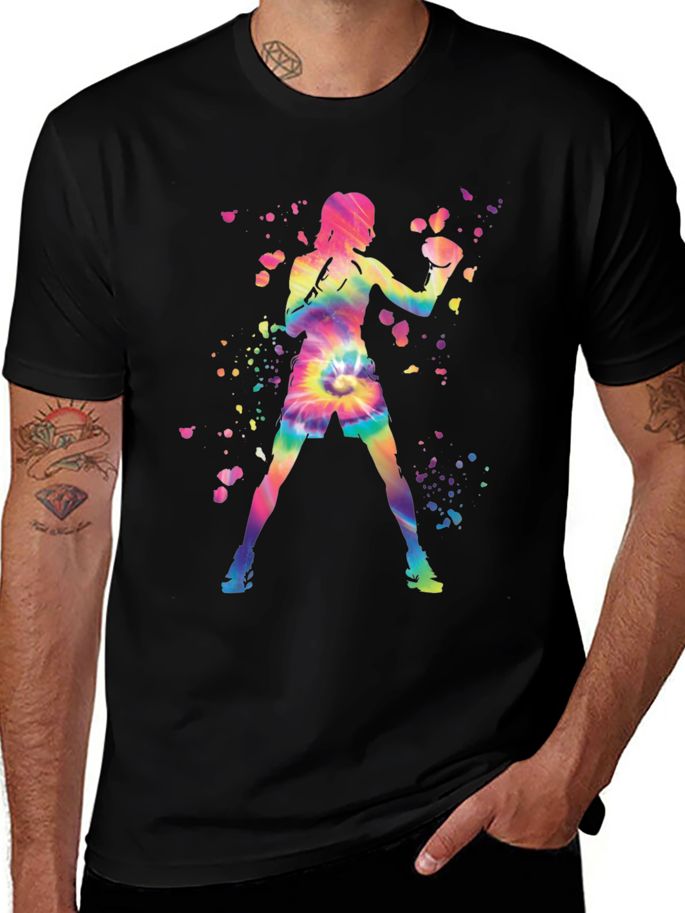 Colorful Tie-Dye Boxer Silhouette Tee