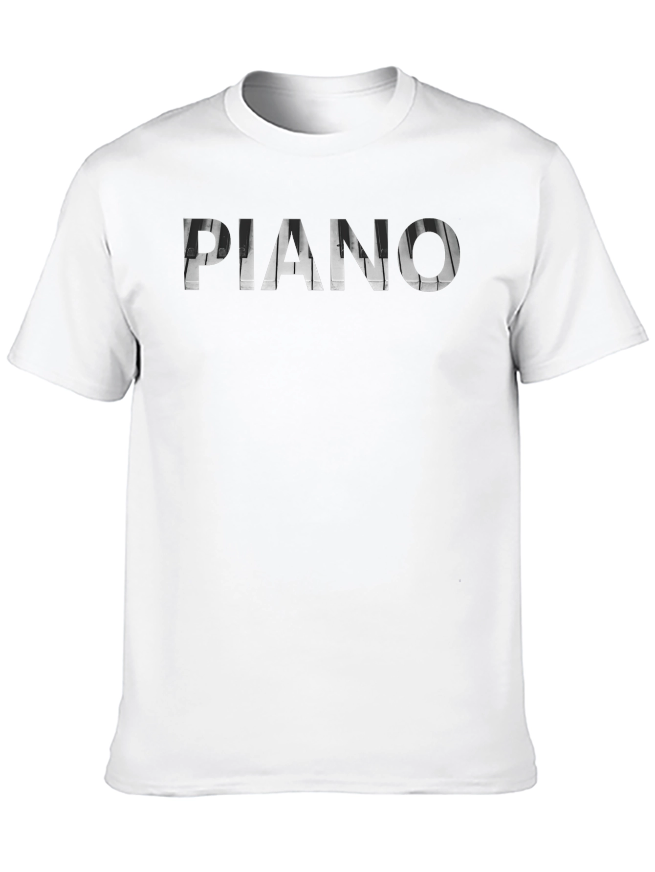 Piano Keys Typography Black T-Shirt