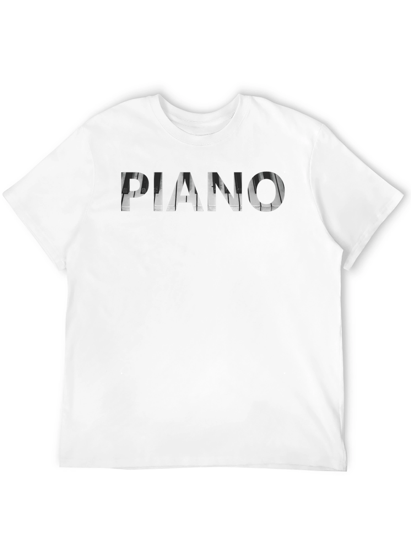 Piano Keys Typography Black T-Shirt