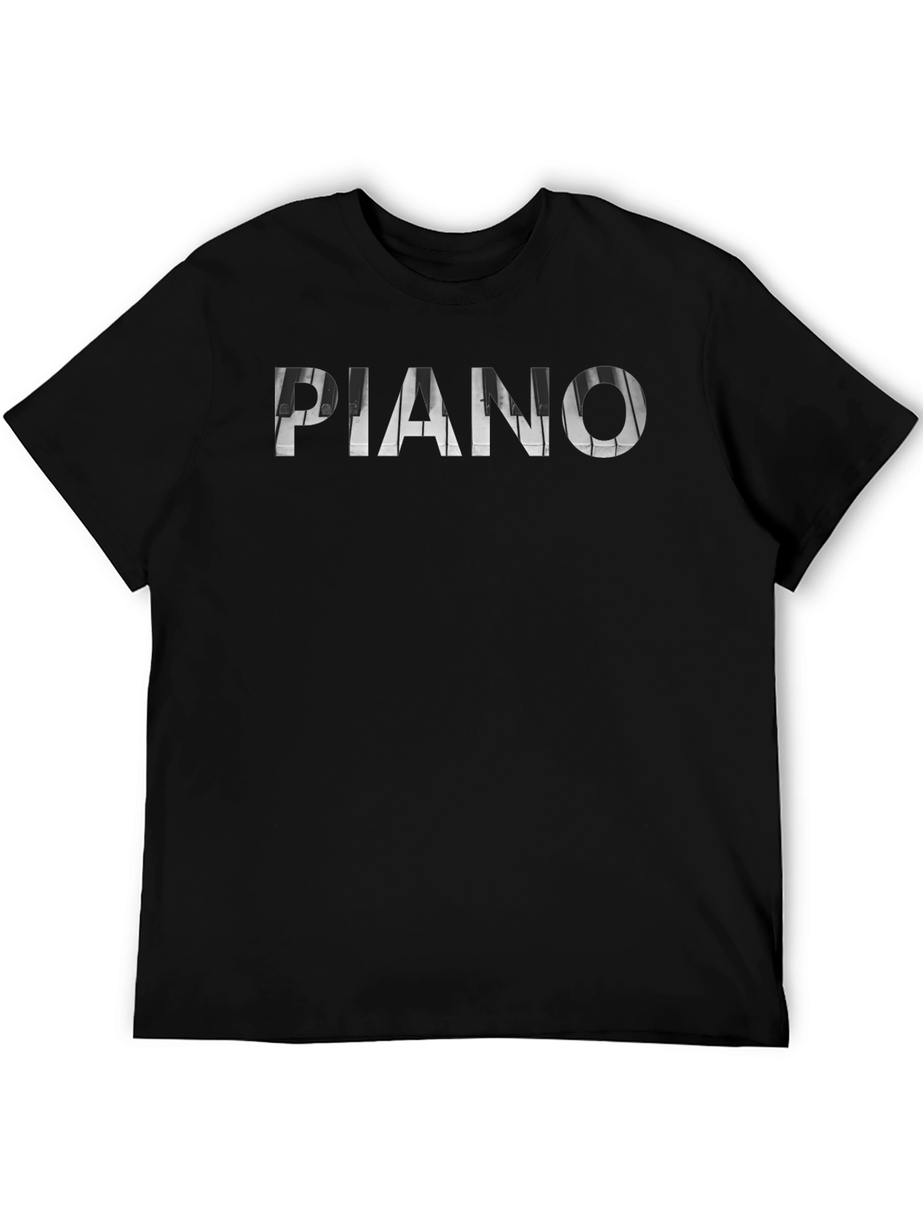 Piano Keys Typography Black T-Shirt