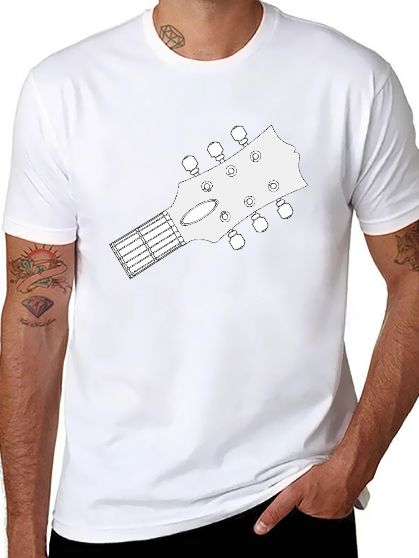 Guitar Headstock Graphic T-Shirt - Black