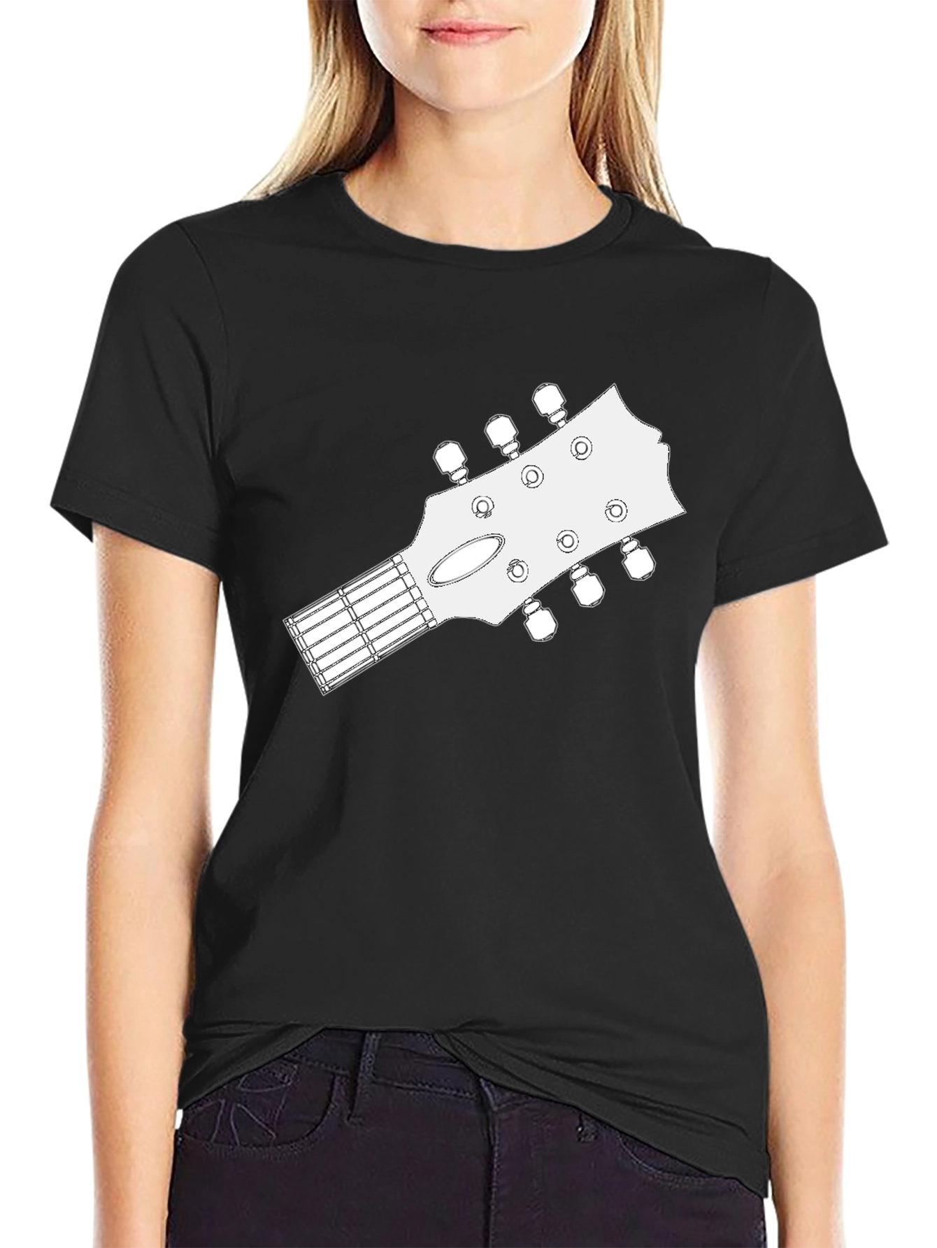 Guitar Headstock Graphic T-Shirt - Black