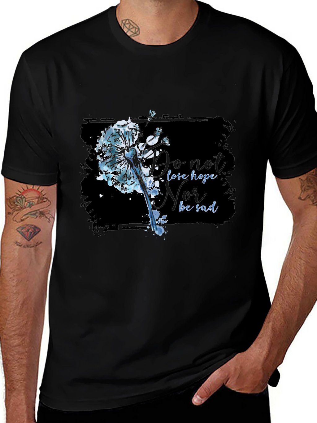 Dandelion Hope Graphic Black T-Shirt