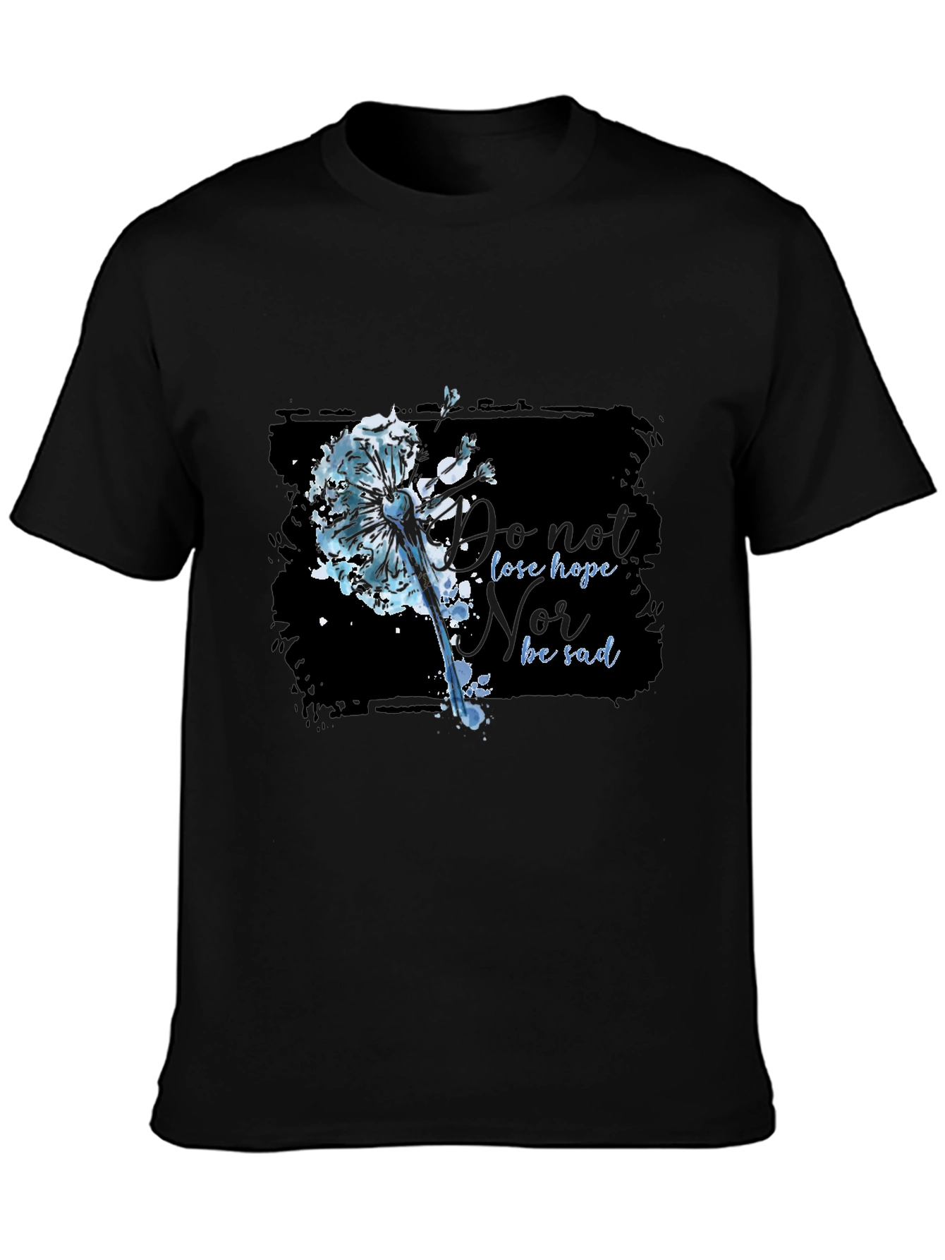 Dandelion Hope Graphic Black T-Shirt