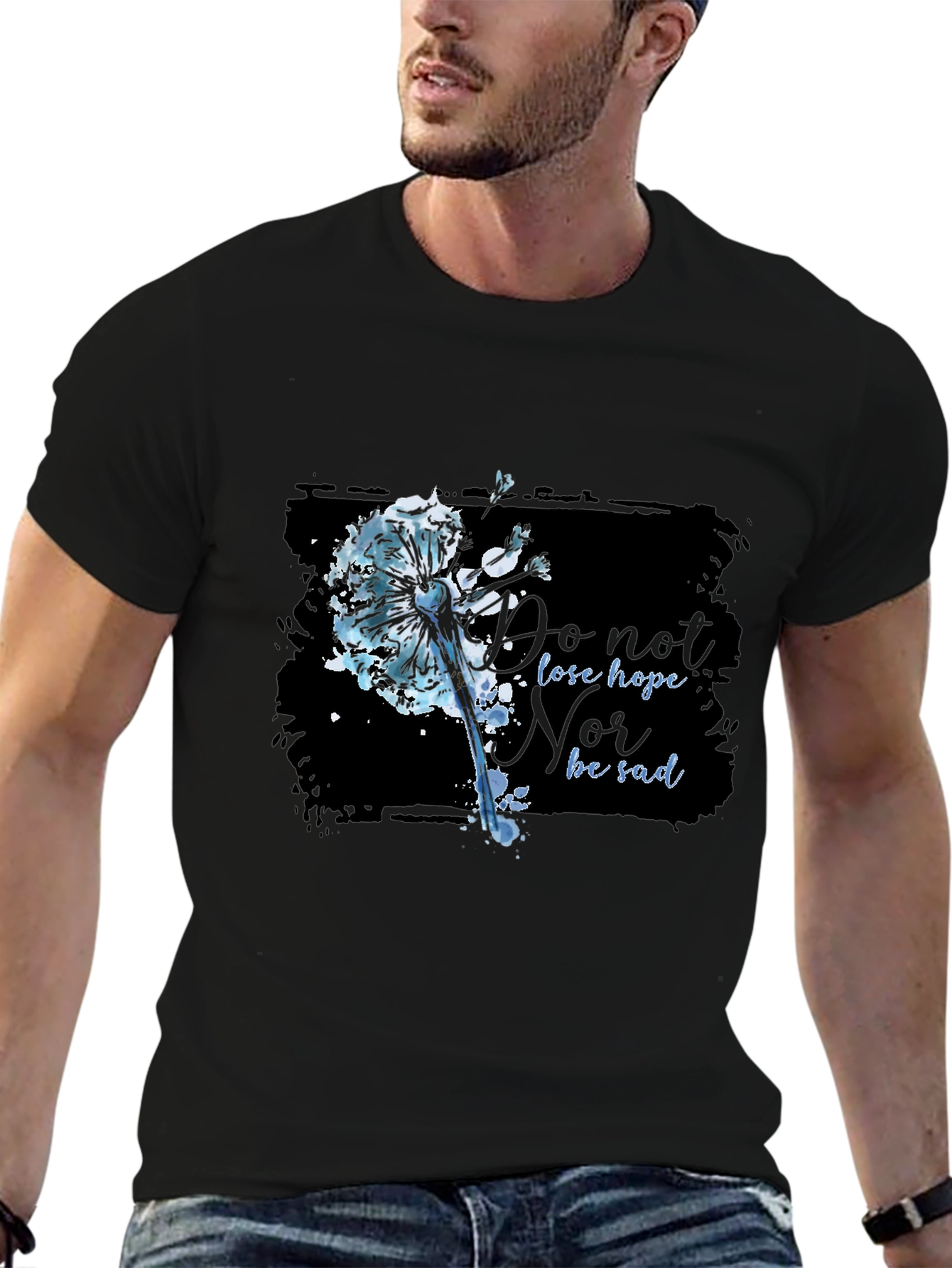 Dandelion Hope Graphic Black T-Shirt