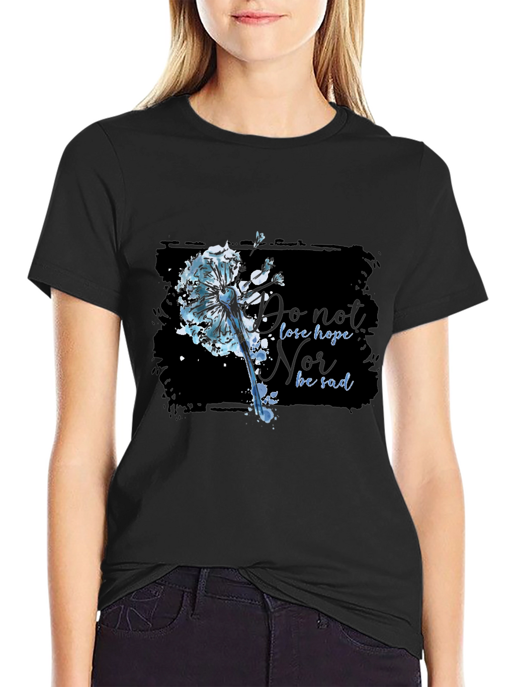 Dandelion Hope Graphic Black T-Shirt