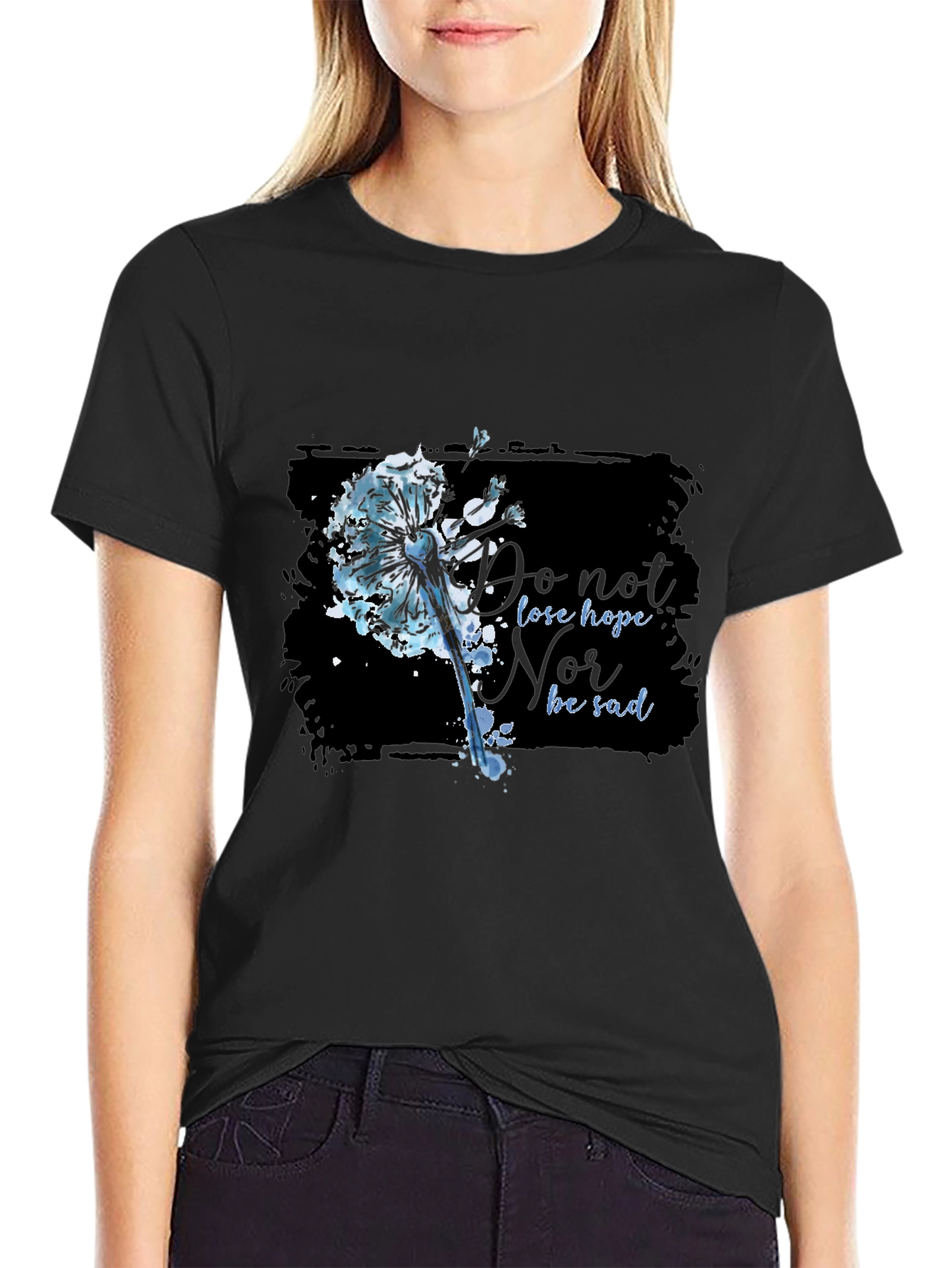 Dandelion Hope Graphic Black T-Shirt
