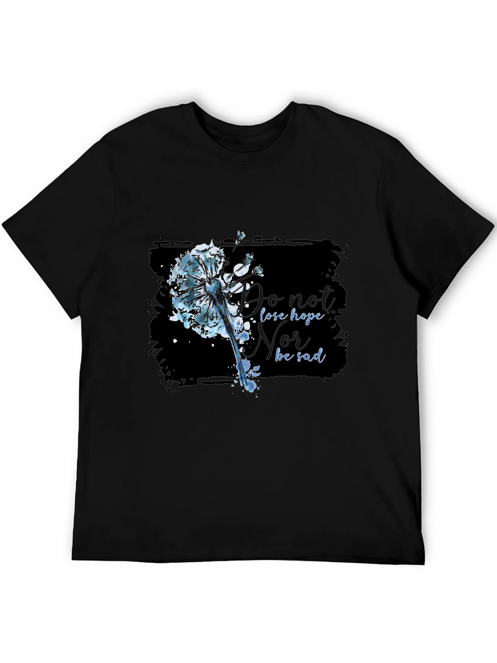 Dandelion Hope Graphic Black T-Shirt