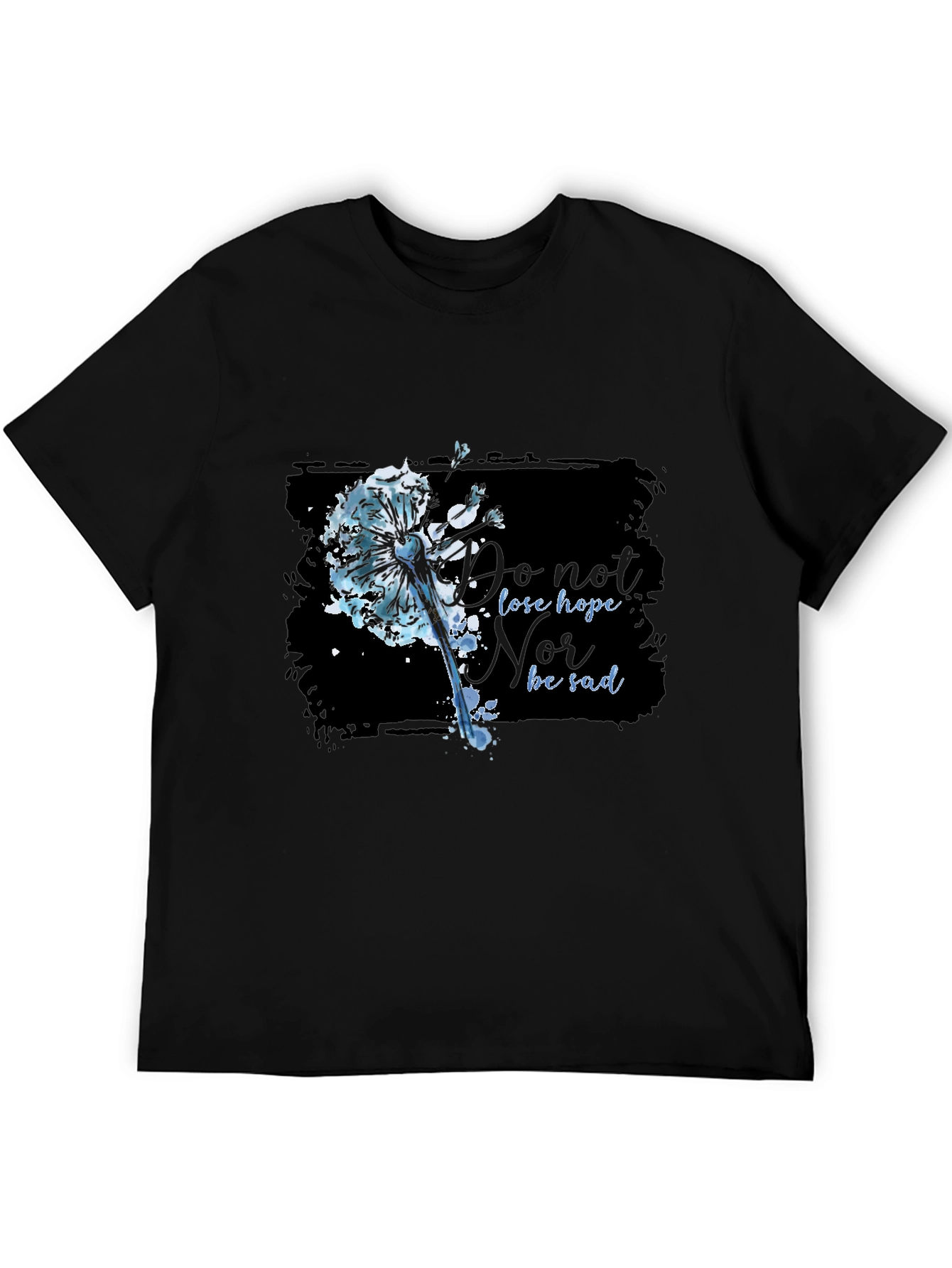 Dandelion Hope Graphic Black T-Shirt