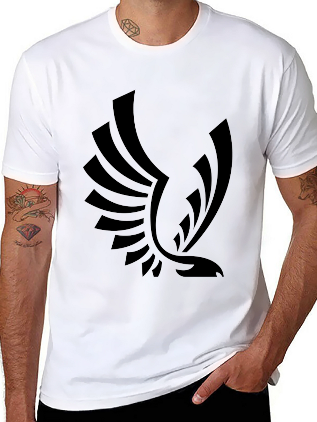 Bold Black T-Shirt with Eagle Graphic Print