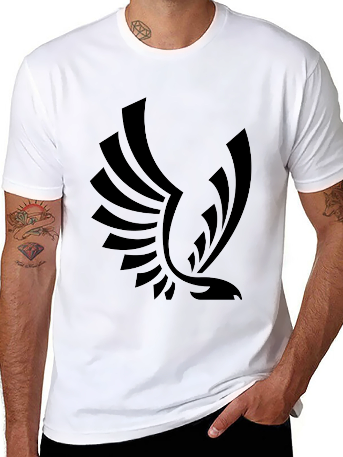 Bold Black T-Shirt with Eagle Graphic Print
