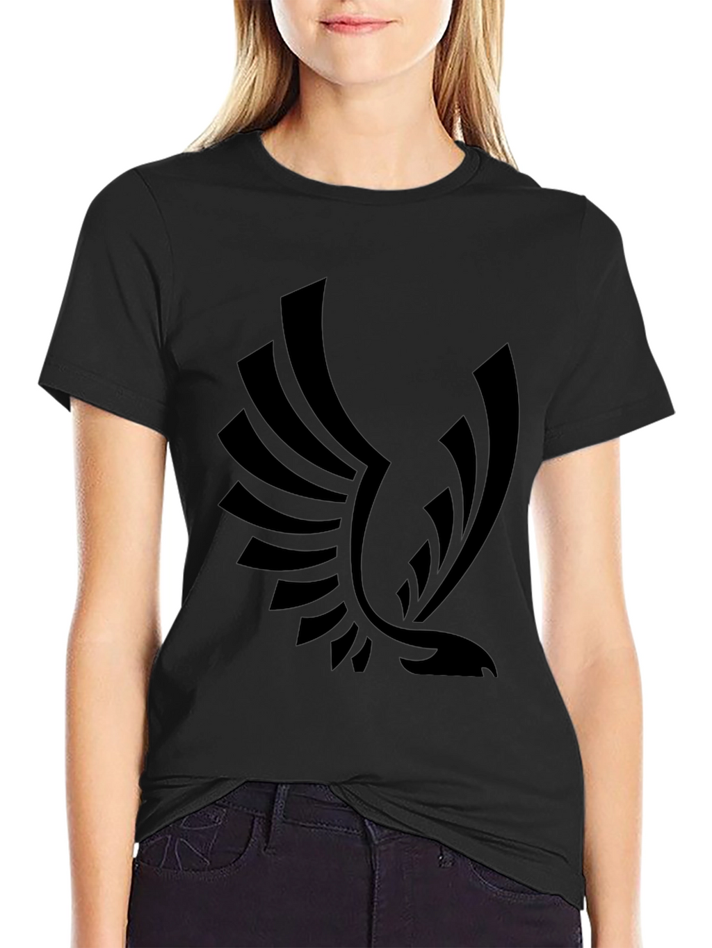 Bold Black T-Shirt with Eagle Graphic Print