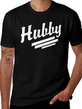 Hubby Graphic Tee - Black Cotton Blend Casual T-Shirt