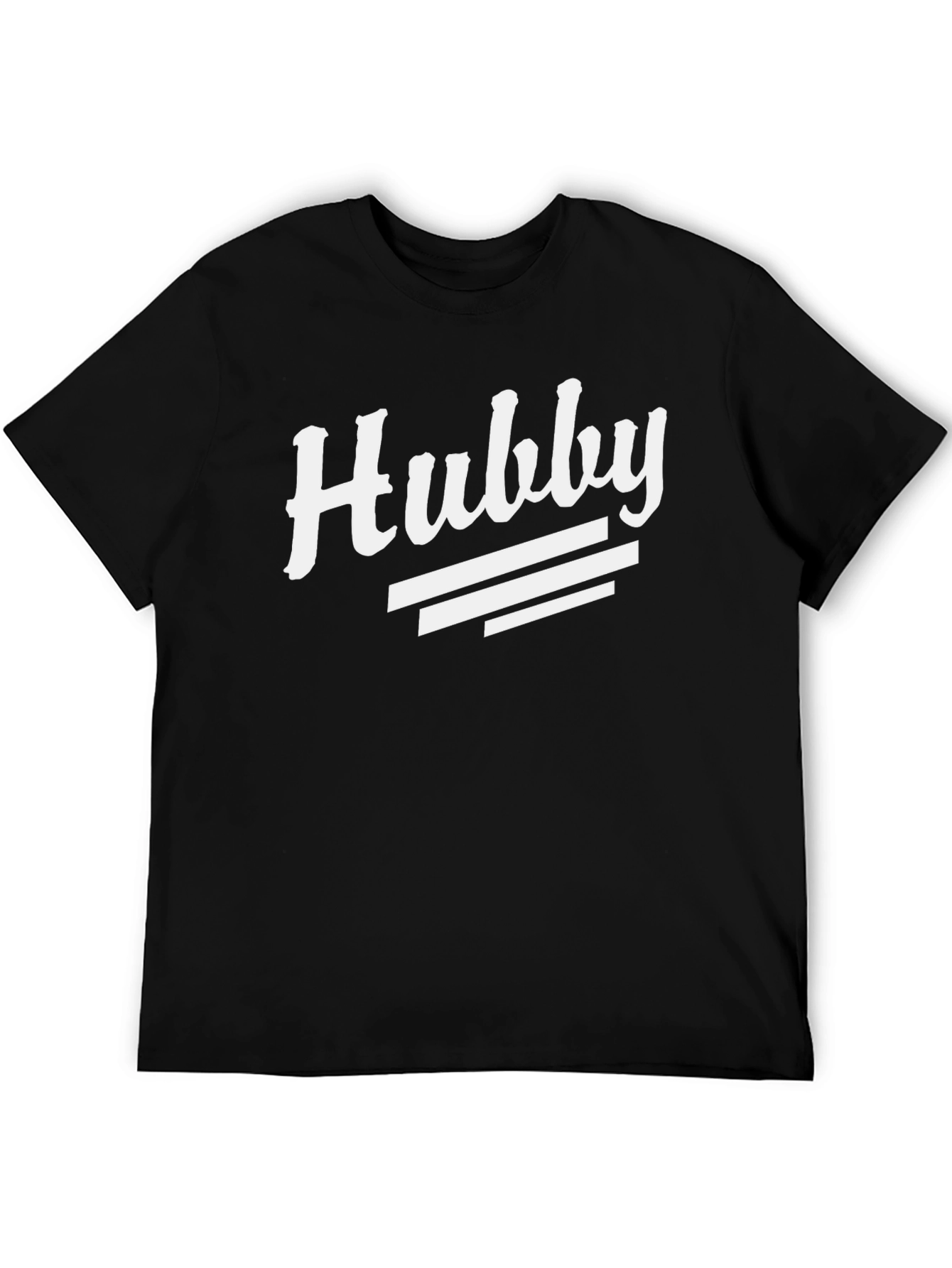 Hubby Graphic Tee - Black Cotton Blend Casual T-Shirt
