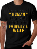 Human Costume Wolf Graphic Tee - Halloween T-Shirt