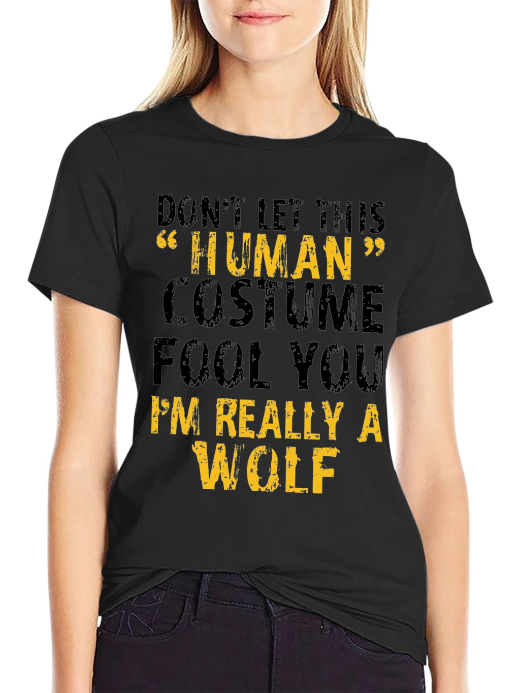 Human Costume Wolf Graphic Tee - Halloween T-Shirt