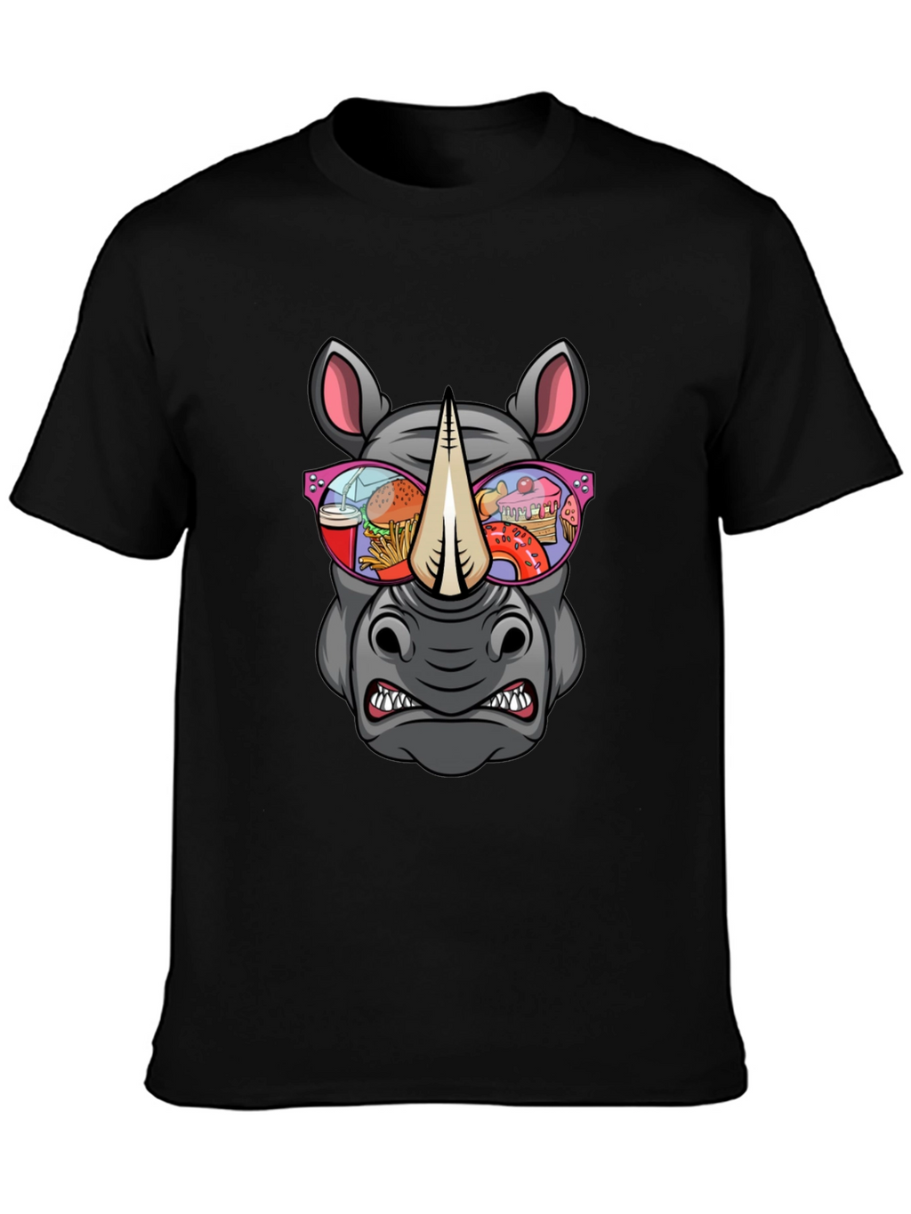 Rhino Fast Food Sunglasses Graphic Tee