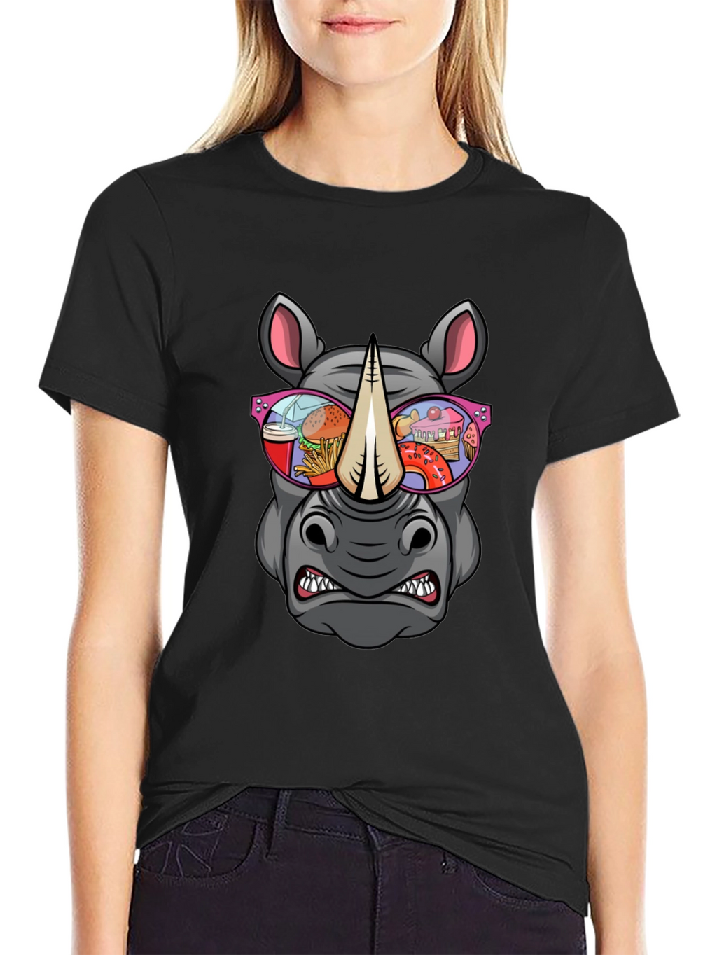 Rhino Fast Food Sunglasses Graphic Tee