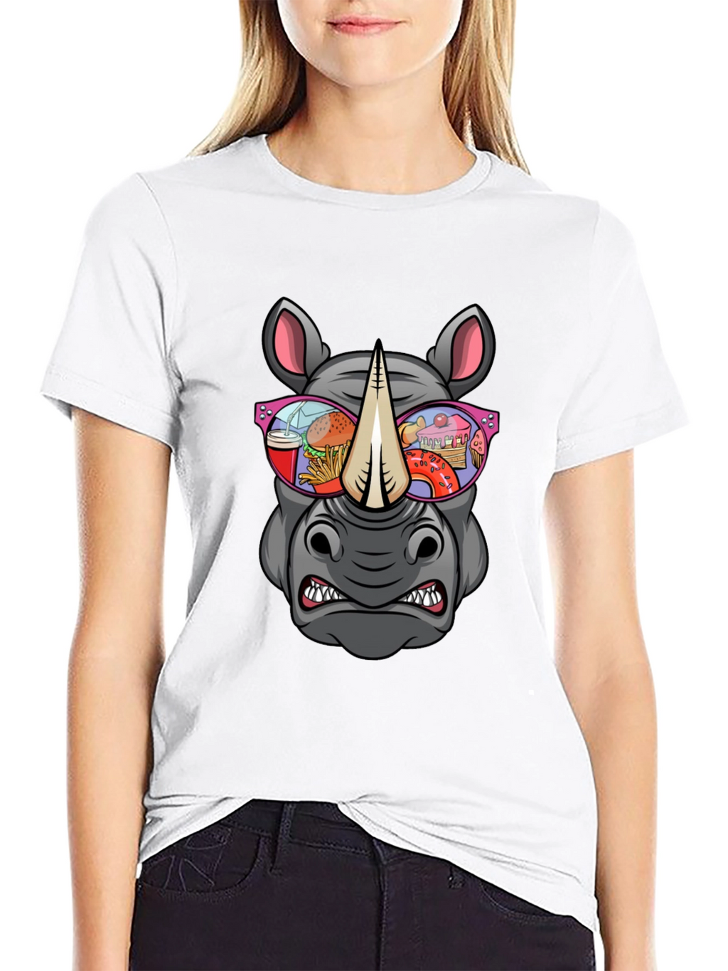 Rhino Fast Food Sunglasses Graphic Tee