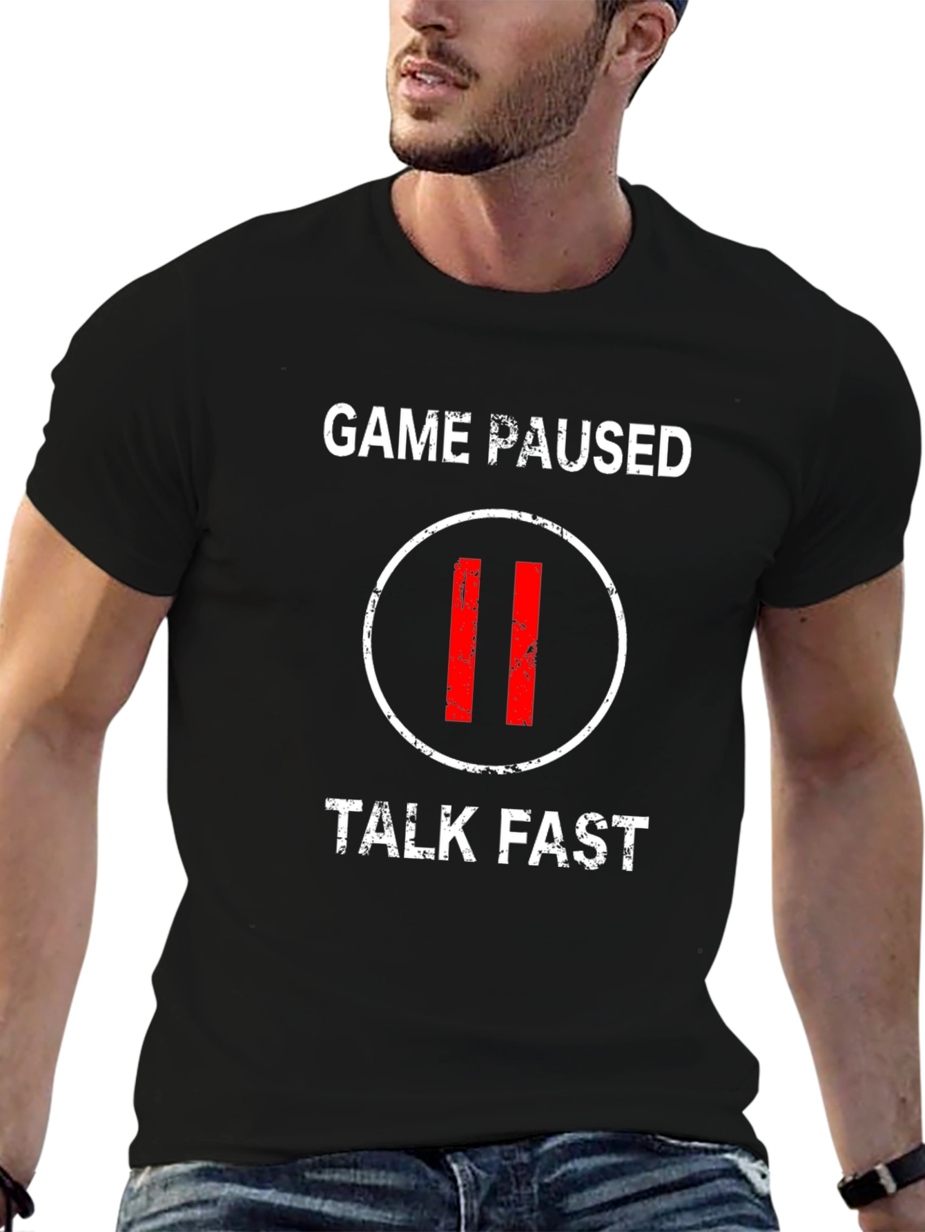 Game Paused Talk Fast Black T-Shirt