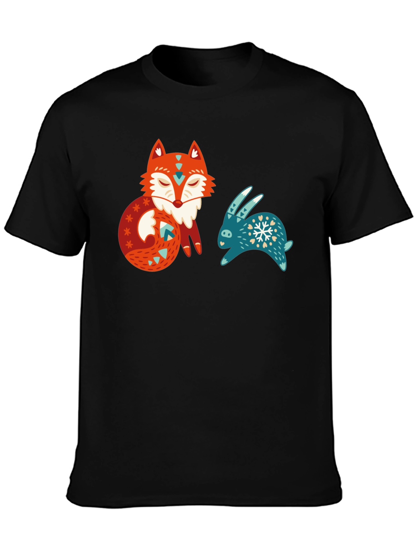 Whimsical Fox & Rabbit Graphic T-Shirt