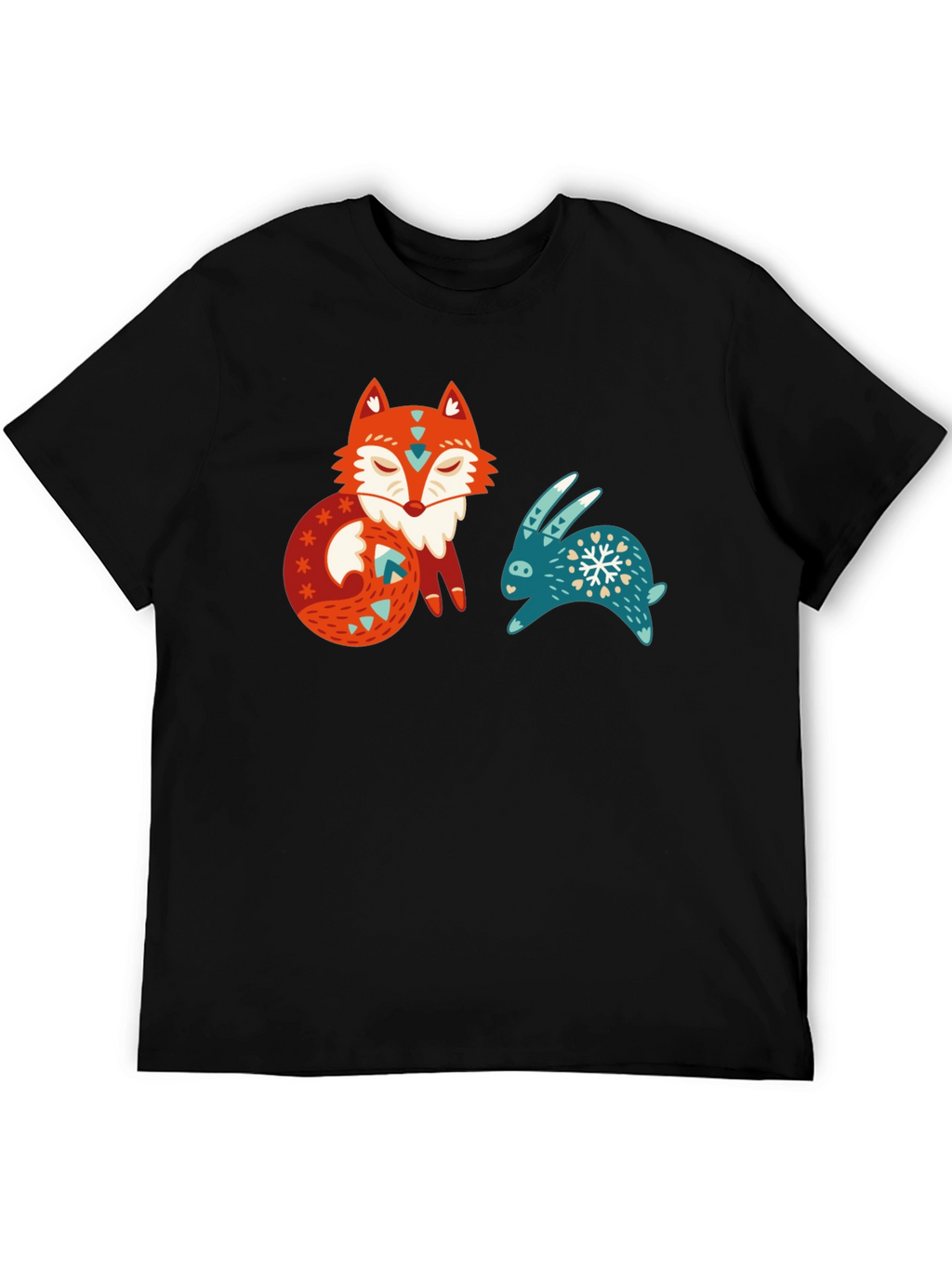 Whimsical Fox & Rabbit Graphic T-Shirt