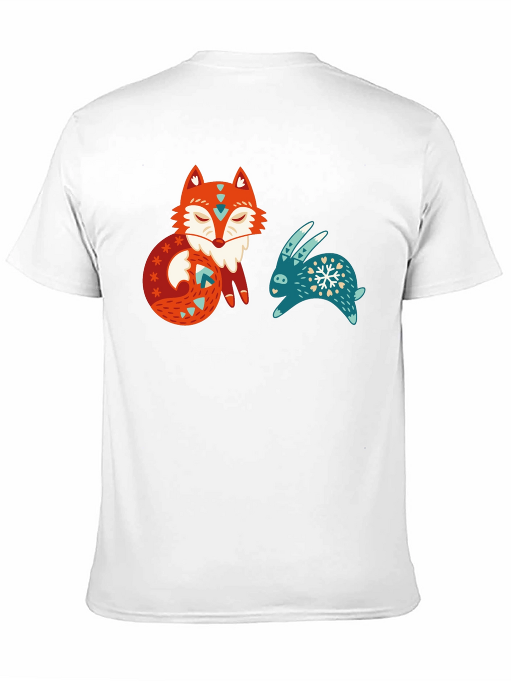 Whimsical Fox & Rabbit Graphic T-Shirt