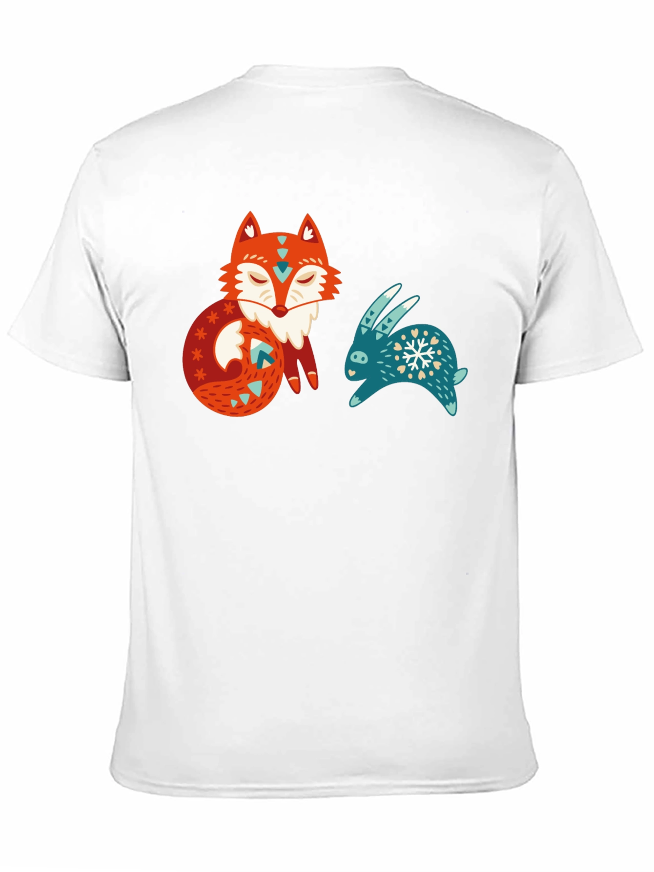 Whimsical Fox & Rabbit Graphic T-Shirt