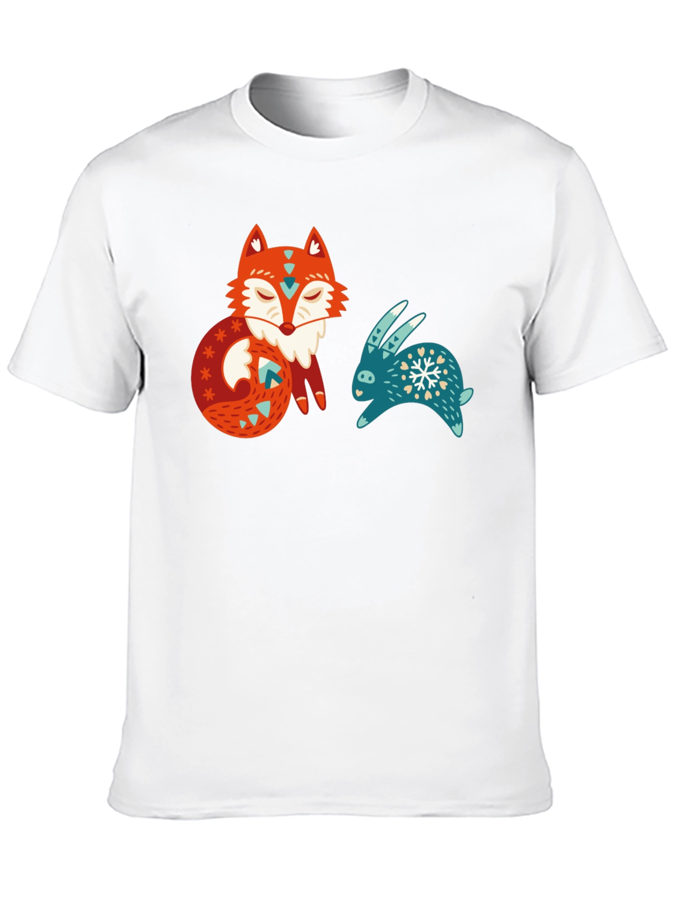 Whimsical Fox & Rabbit Graphic T-Shirt