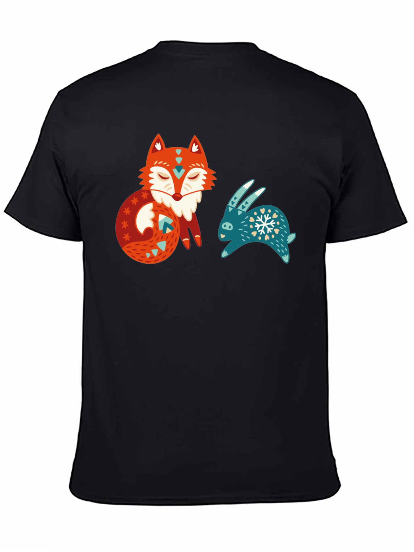 Whimsical Fox & Rabbit Graphic T-Shirt
