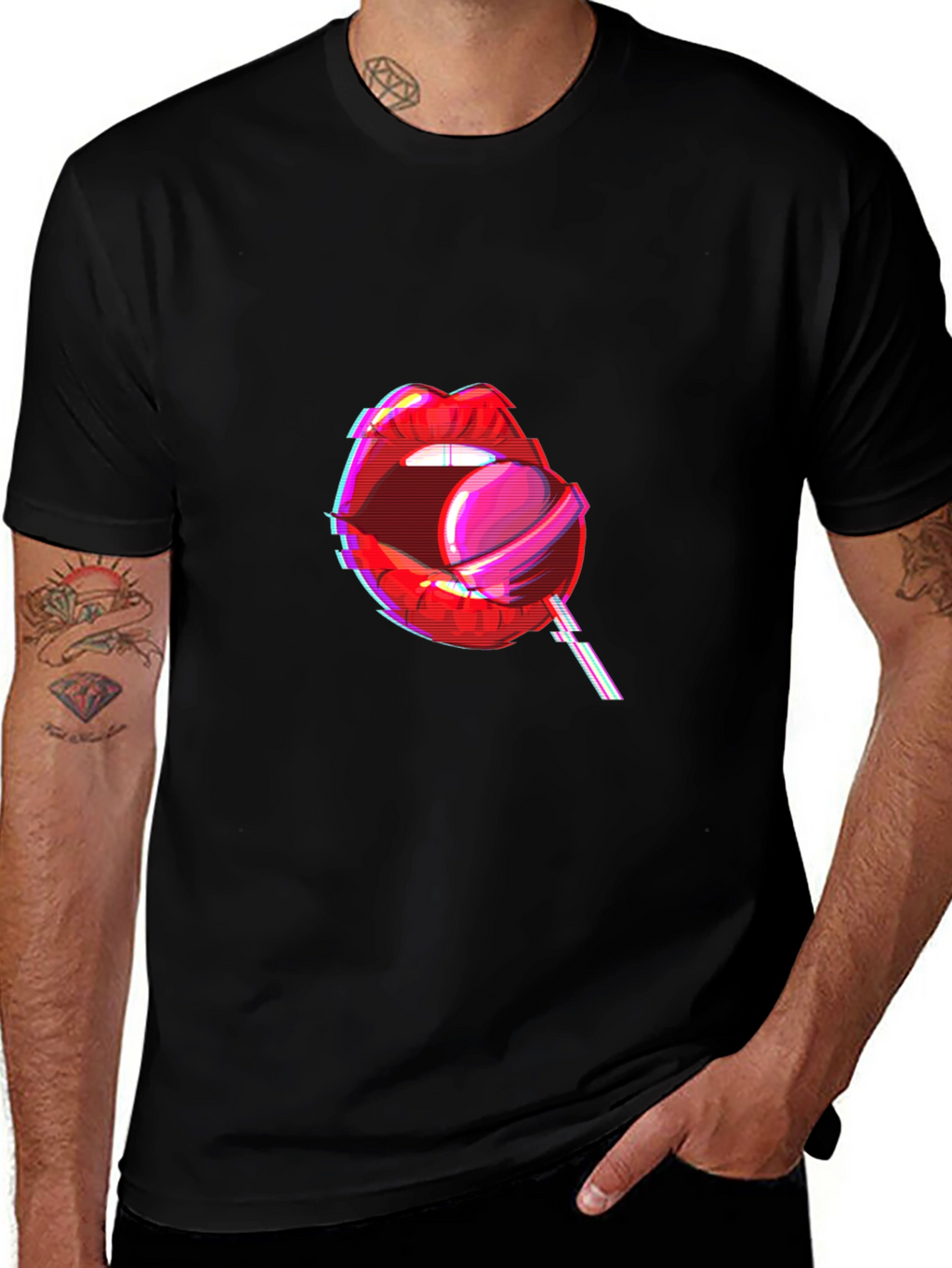 Lollipop Lips Graphic Tee - Black